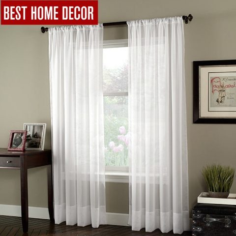 White Tulle Sheer Window Curtains