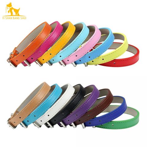 Soft Leather Solid Dog Collar