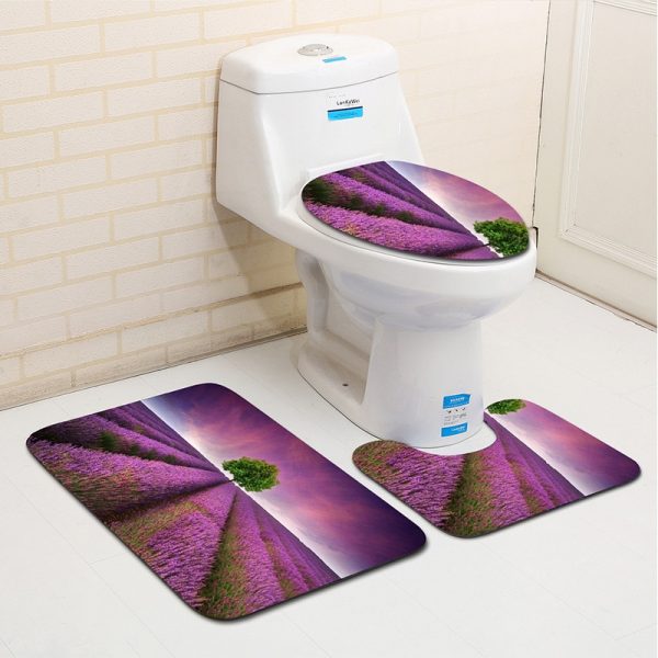 Flower Bathroom Carpet Toilet